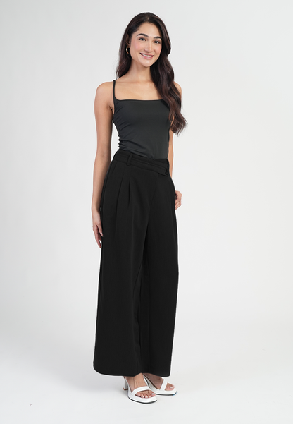 Kira Asymmetric Overlap Wide-Leg Trousers