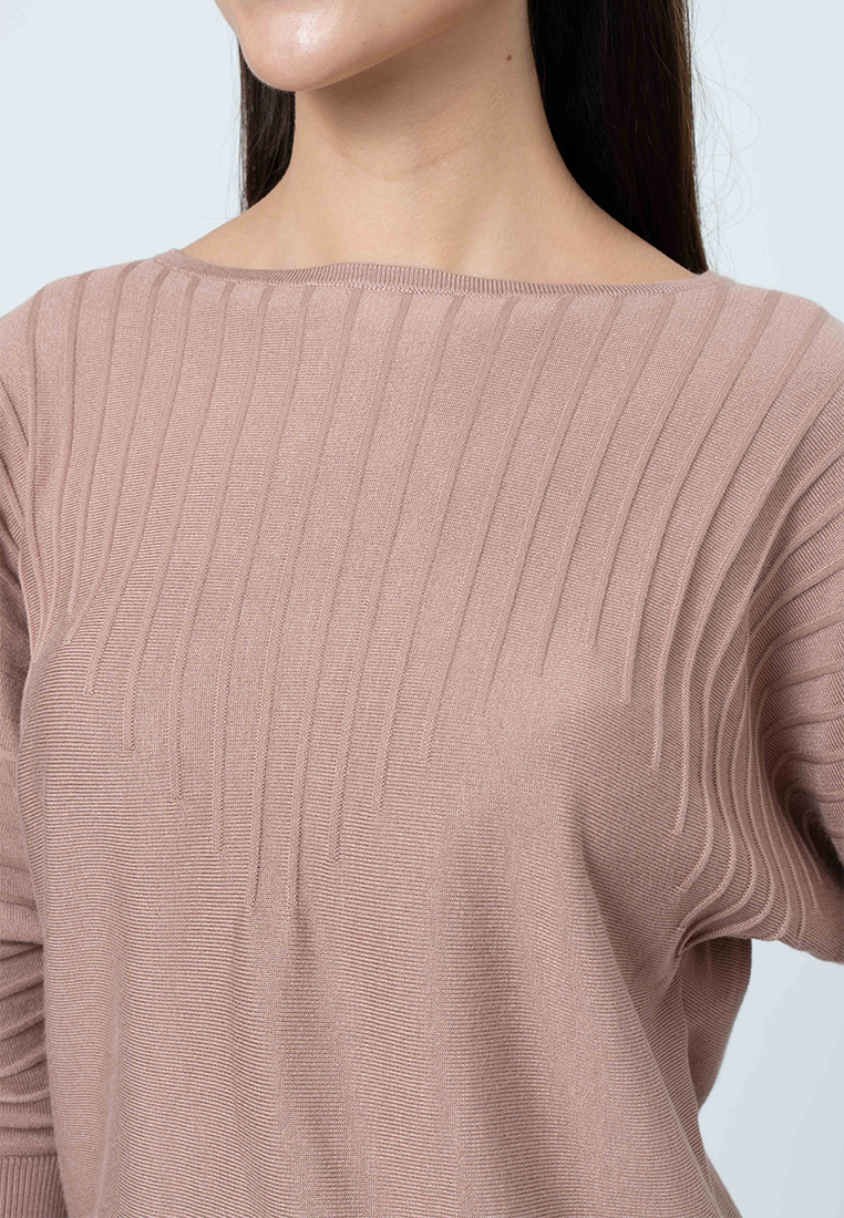 Moriah Knit Top with 3/4 Sleeves and Ribbing Details