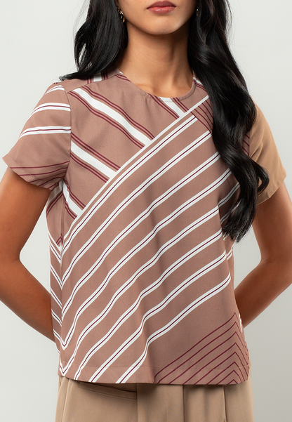 Monika Striped Short Sleeve Blouse
