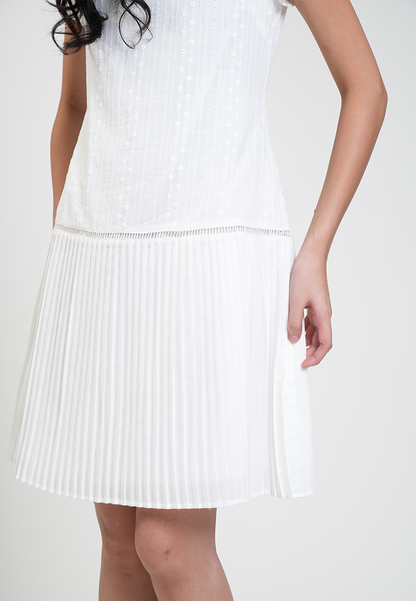 Skye Eyelet Pleated Drop Waist Dress
