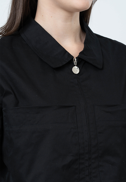 Aislinn Boxy Jacket with Front Pockets and Zip Up Opening