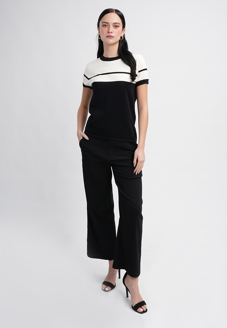 Charlene Monochrome Short Sleeve Knit Top