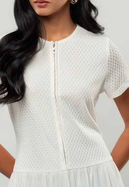 Marielle Textured Dropwaist Midi Dress