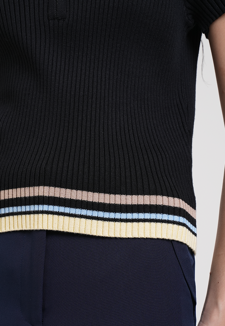 Sheen Quarter-Zip Sporty Knit Top