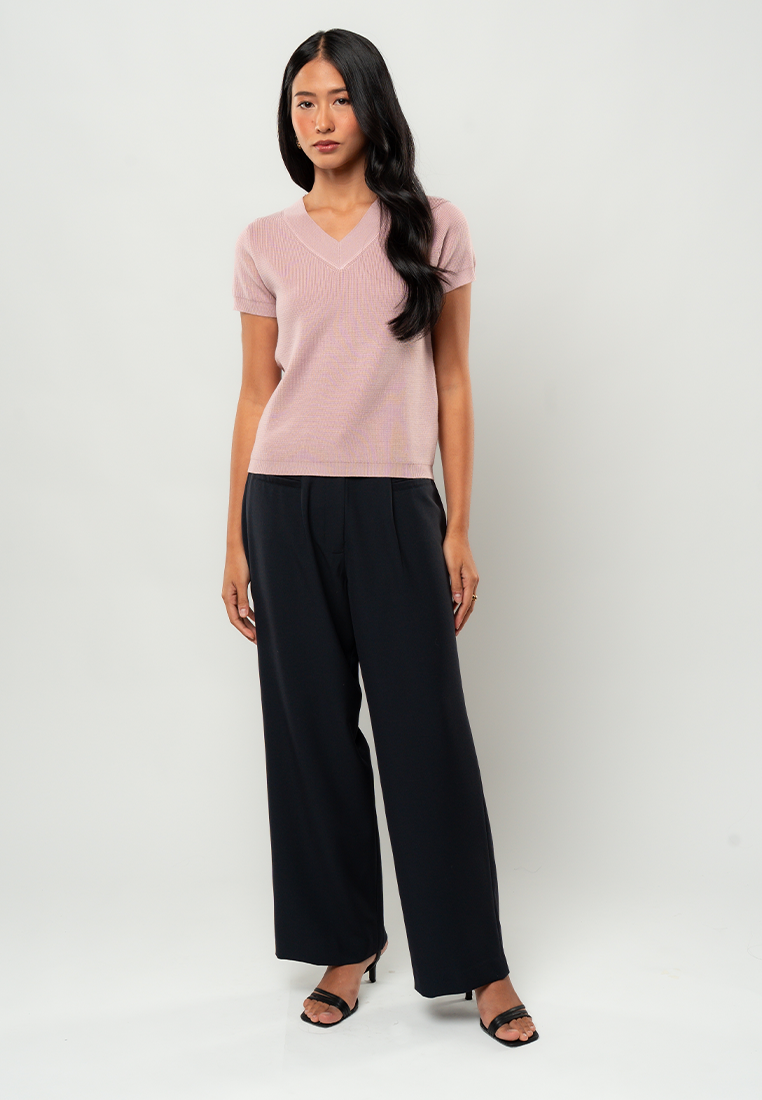 Martha Textured Knit V-Neck Top