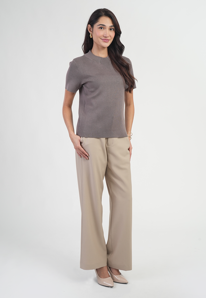 Jolianne Cap Sleeves High Neck Textured Shell Blouse