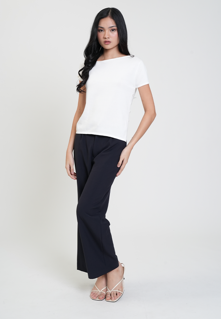 Marga Boat Neck Side Button Knit Top