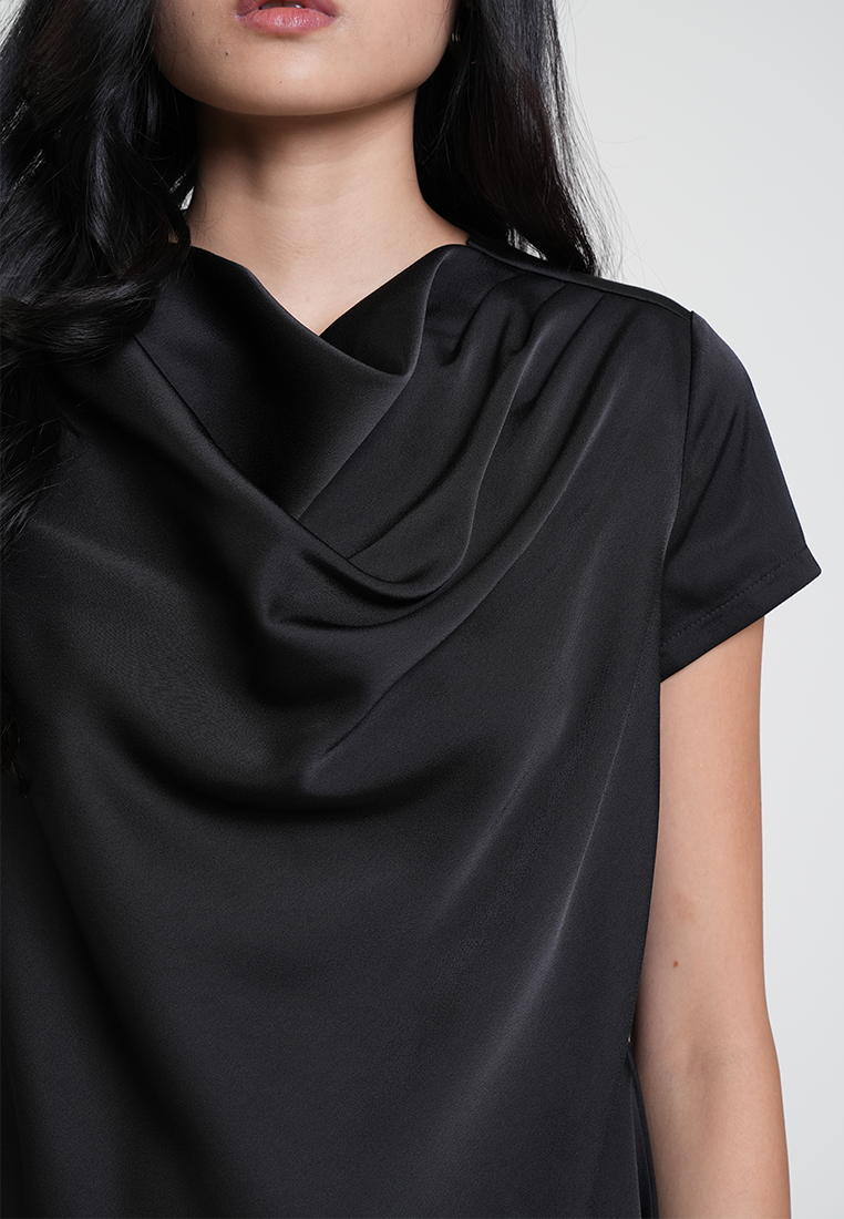 Martina Drape Neck Satin Blouse