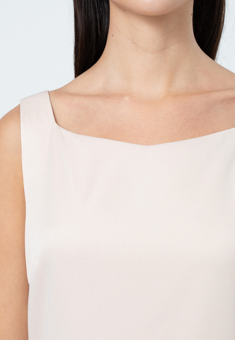 Sabine Sleeveless Dress with Organza Hem Layering Detail