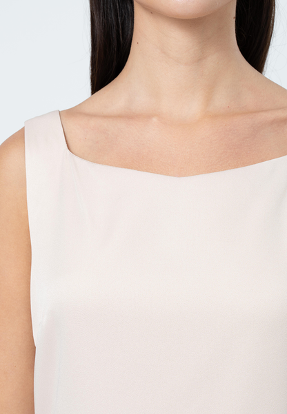 Sabine Sleeveless Dress with Organza Hem Layering Detail