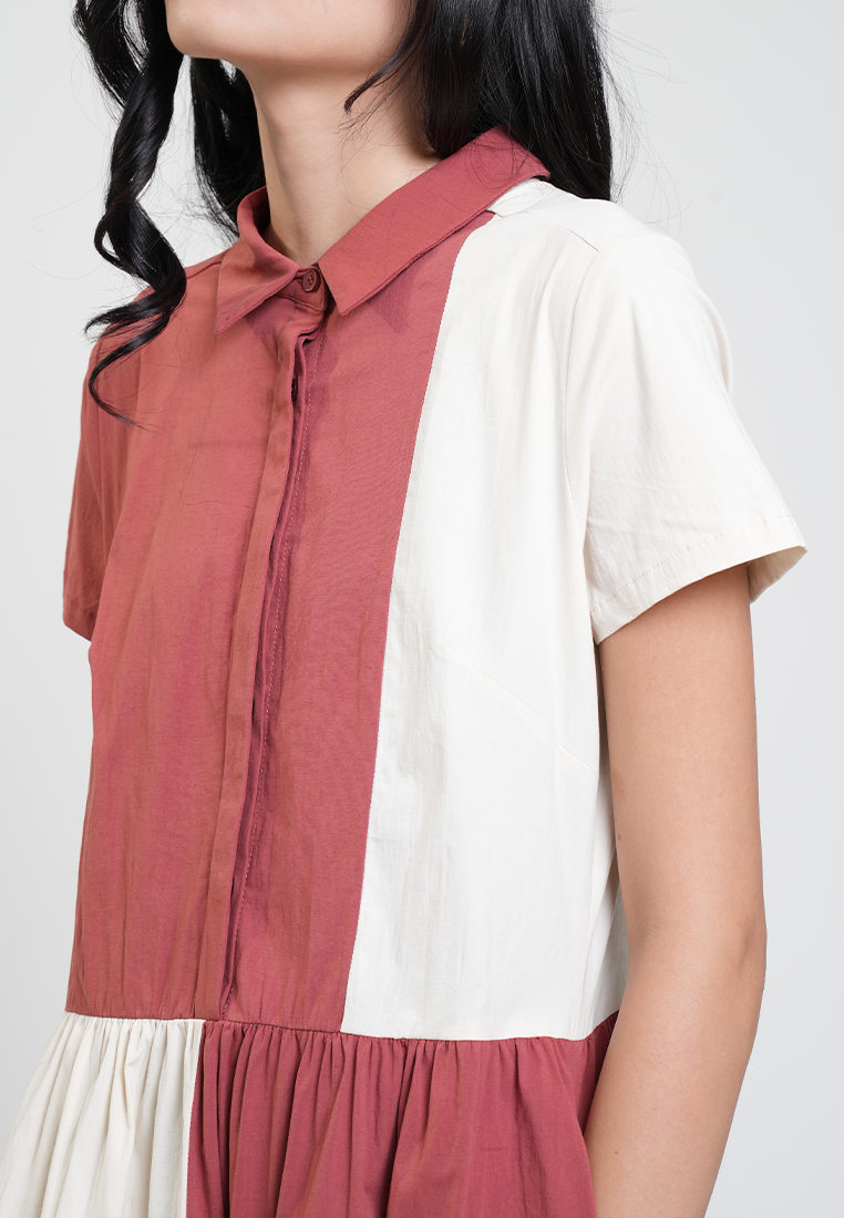 Caitlyn Colorblock Collared A-Line Dress