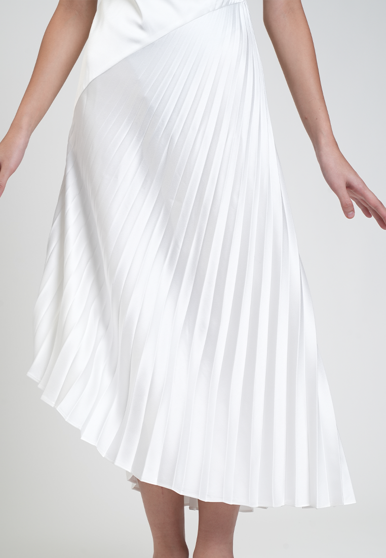 Fleur Asymmetric Pleated Midi Dress