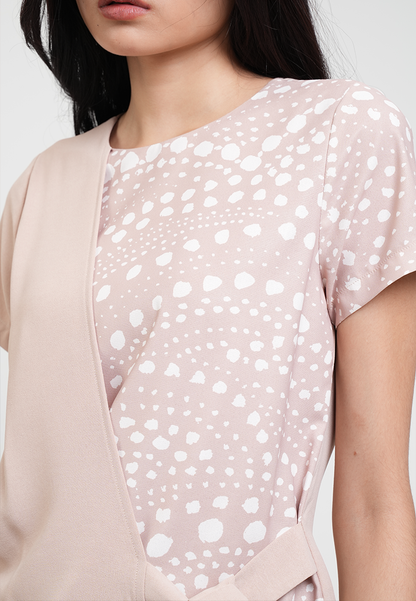 Clairo Assymetrical Wrap Blouse with Dotted Print