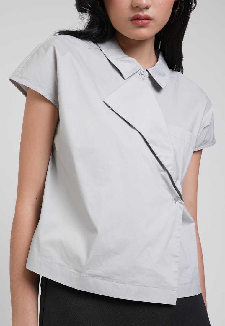 Clio Assymetric Button Detailed Top