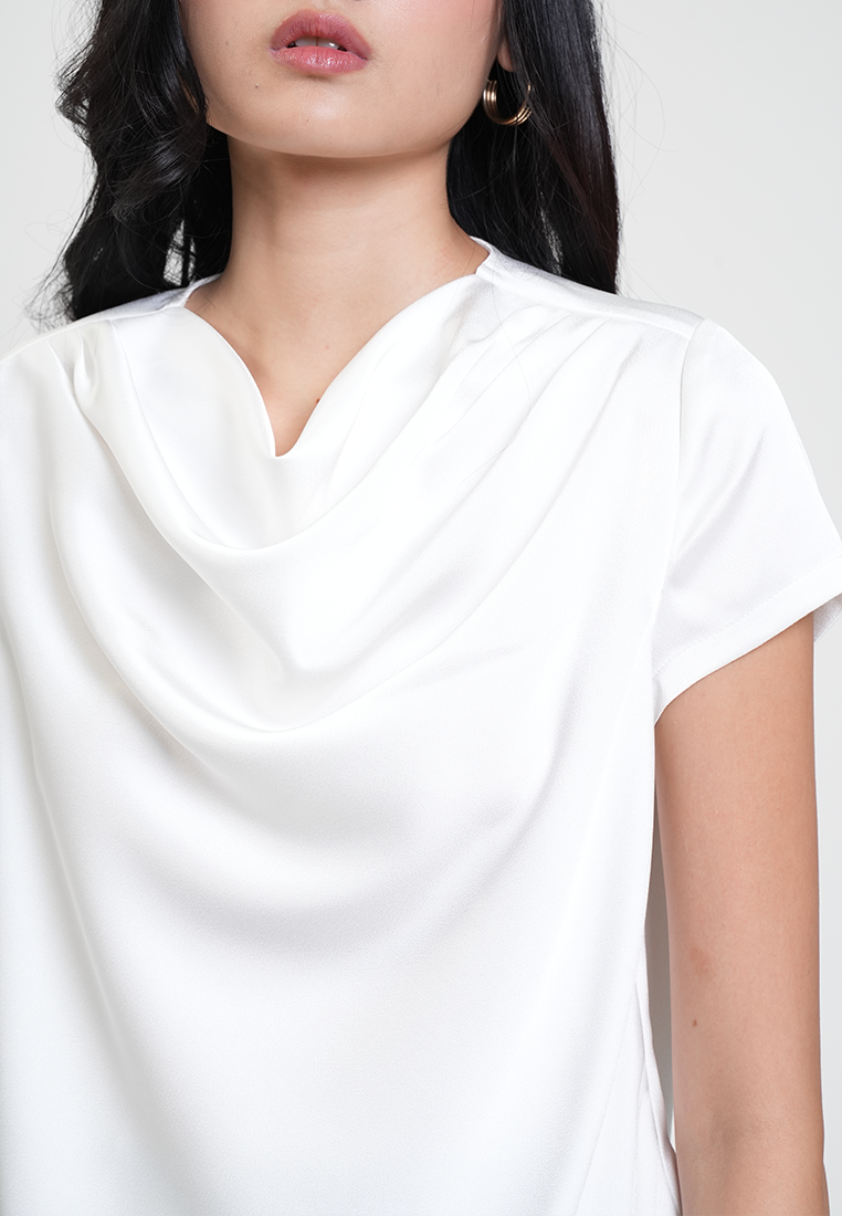 Martina Drape Neck Satin Blouse