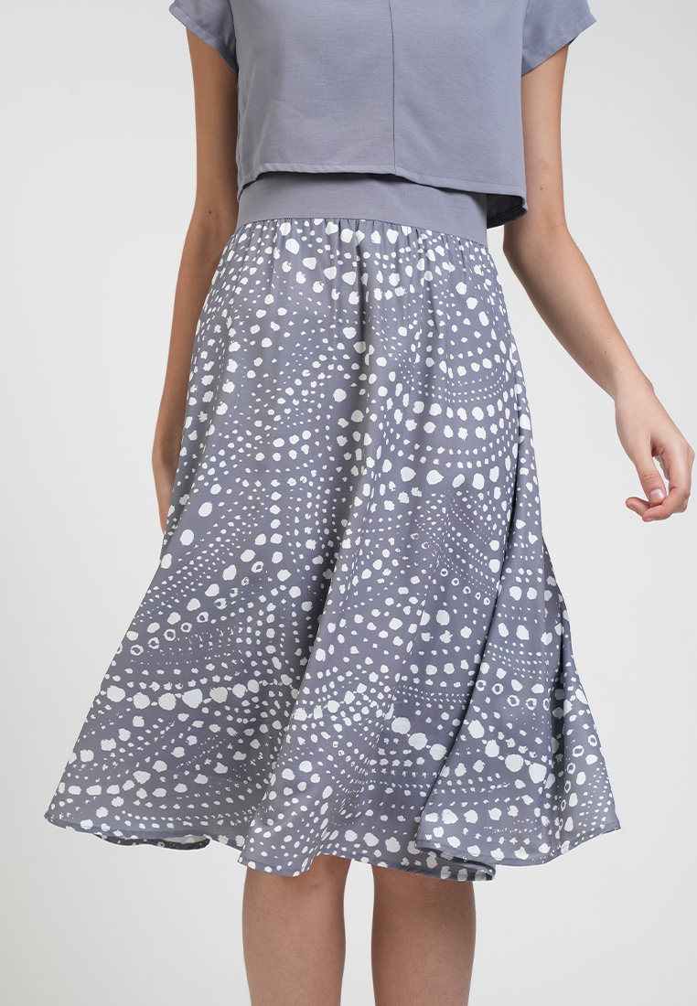 Callista Layered Dotted Print Midi Dress