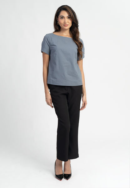 Selah Short Sleeves Boat Neck Top