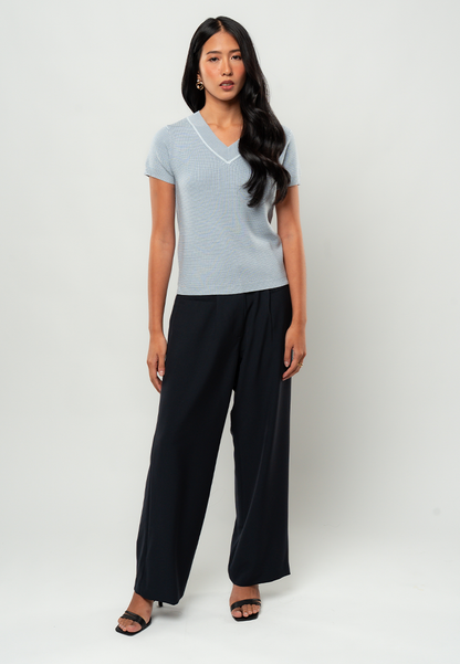 Martha Textured Knit V-Neck Top