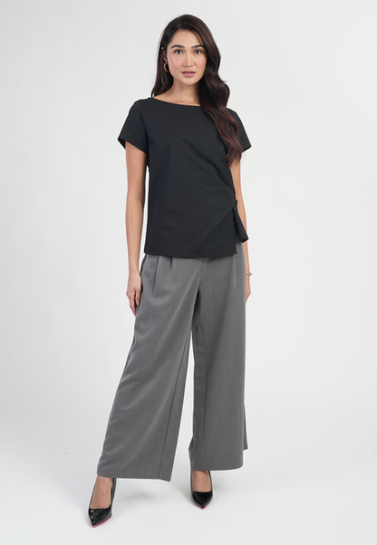 Isavelle Asymmetric Side Knot Short-Sleeve Top