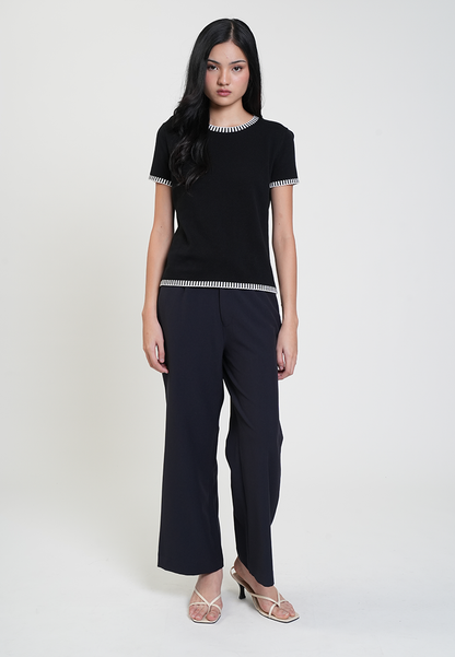 Valeena Stripe Trim Classic Knit