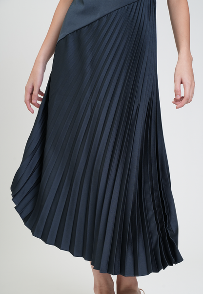 Fleur Asymmetric Pleated Midi Dress