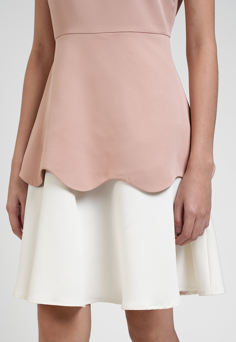 Celeste Round Neck Two-Tone A-line Dress