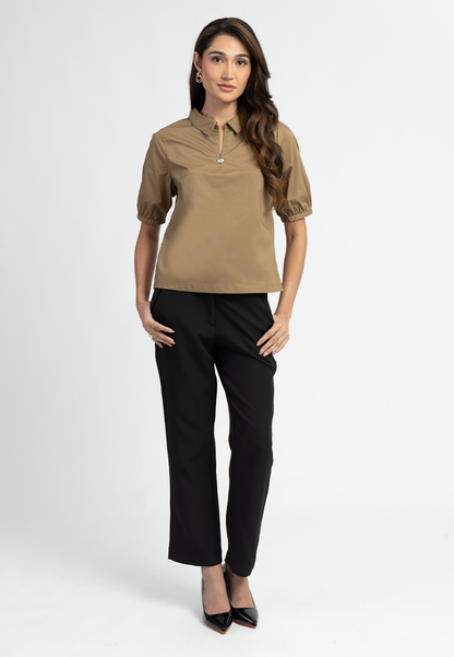 Carissa Collared Puff Sleeve Top