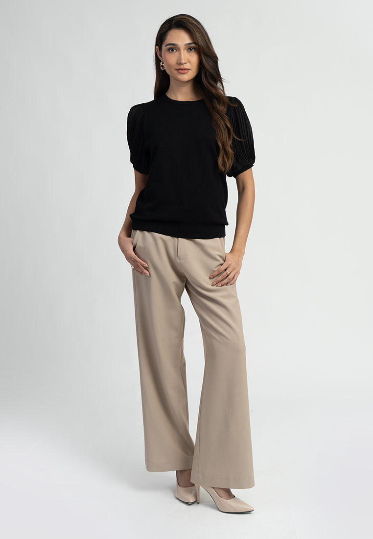 Amber Knit Blouse with Puff Sleeves