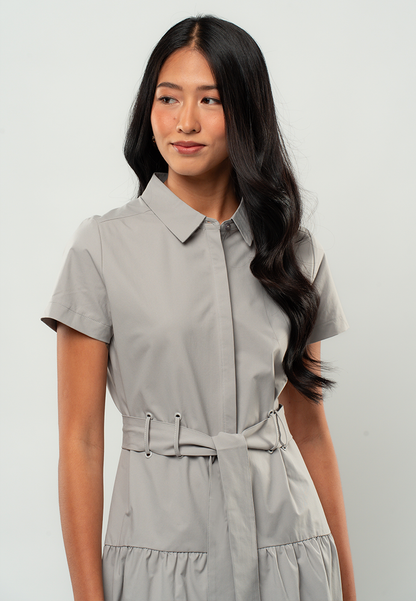 Olivia Short Sleeve Belted Shirt Dress