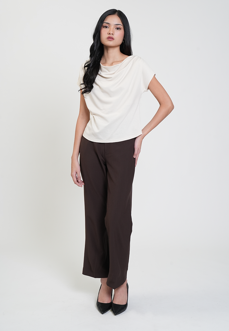Martina Drape Neck Satin Blouse