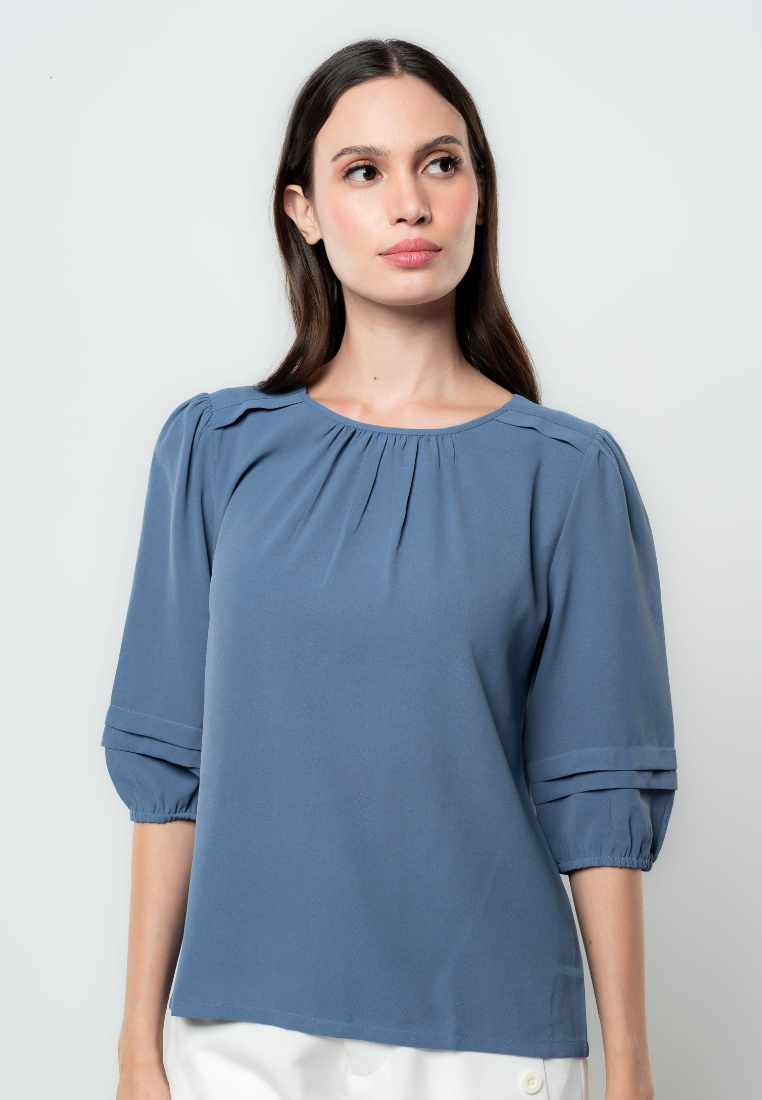 Drea Pleated 3/4" Sleeves Top