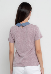 Melody Harp Embroidery Collared T-Shirt