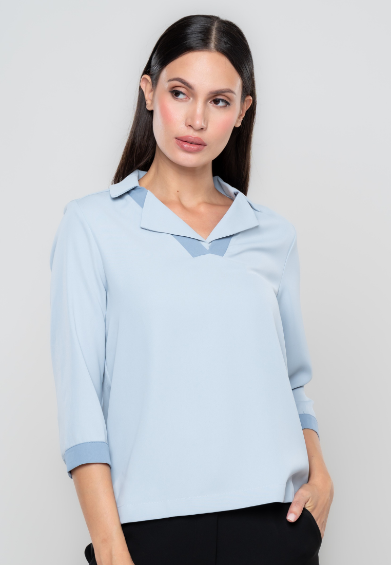 Vicky Collared Tonal 3/4"s Top