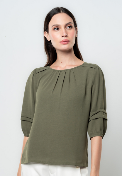 Drea Pleated 3/4" Sleeves Top