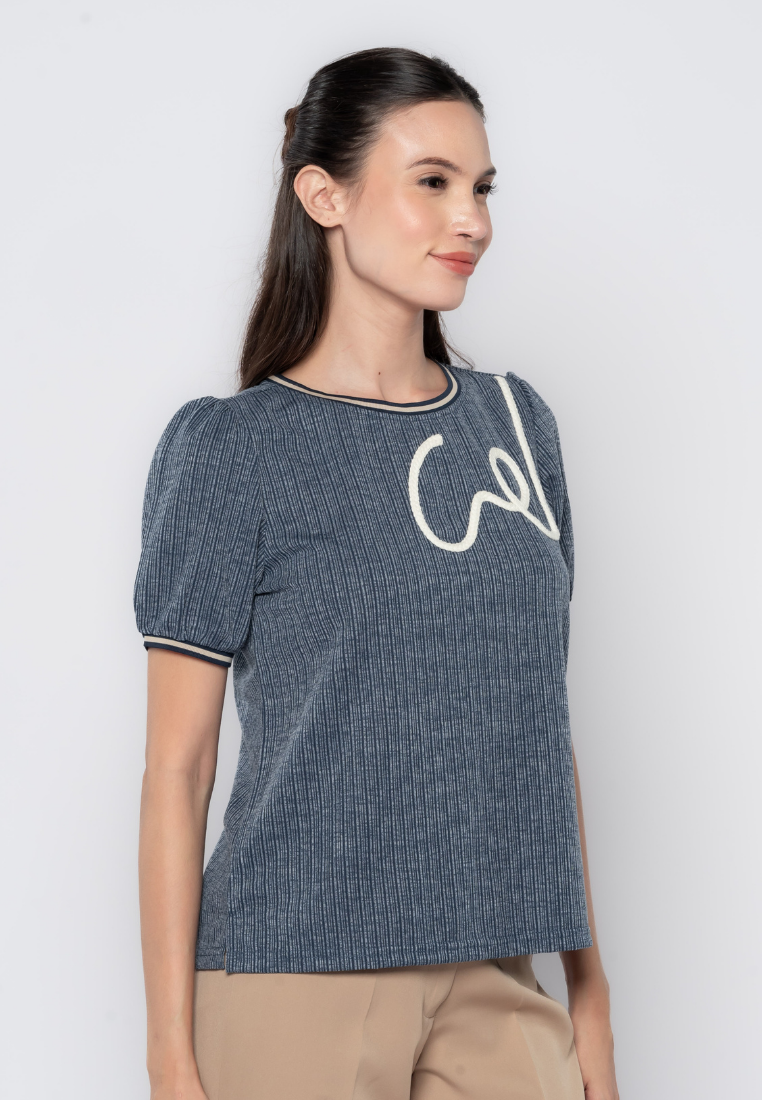 Embellished Monogram Textured Top