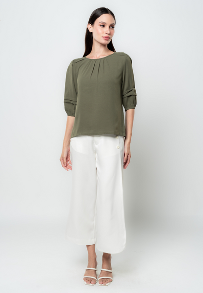 Drea Pleated 3/4" Sleeves Top