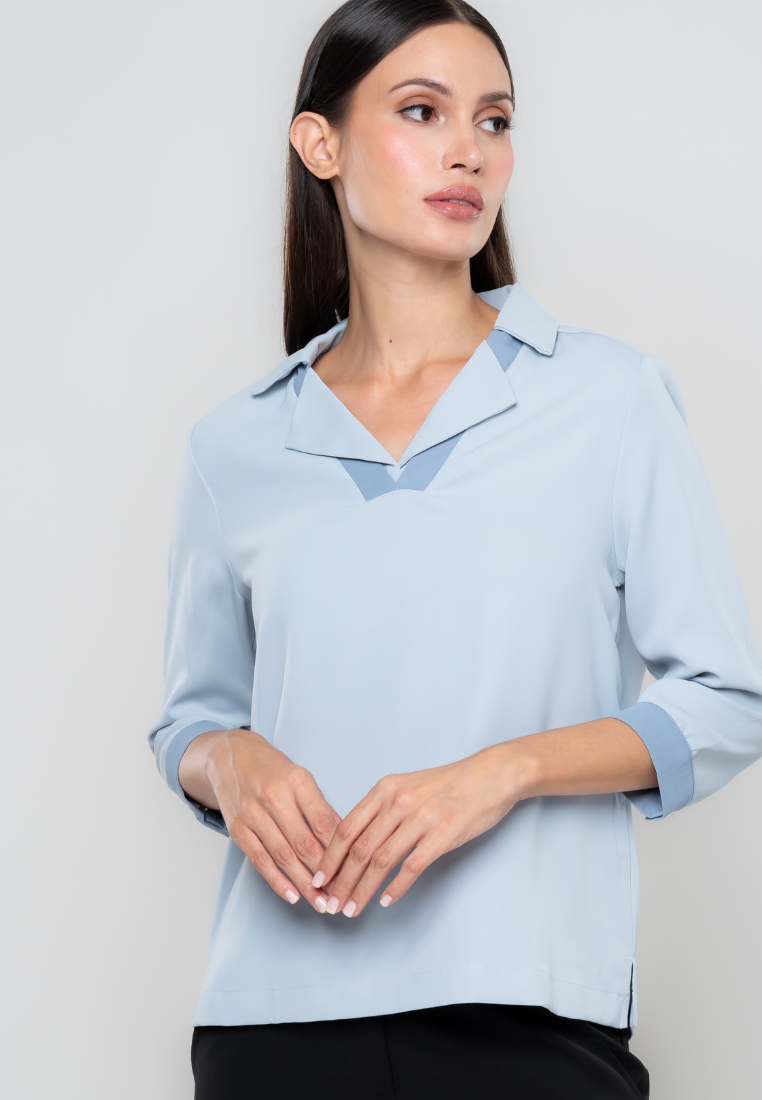 Vicky Collared Tonal 3/4"s Top