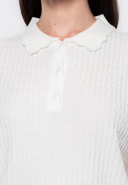 Yvonne Collared Textured Knit Top