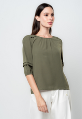 Drea Pleated 3/4" Sleeves Top