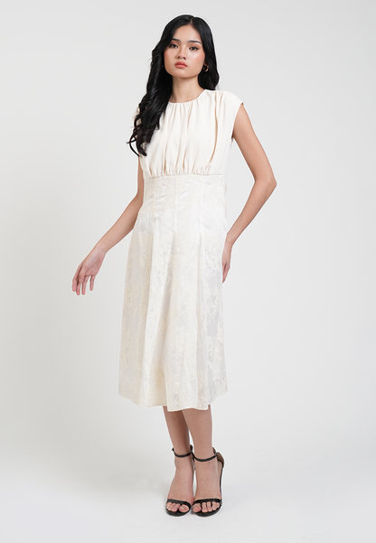 Tessa Cap Sleeve Lace Detail Midi Dress