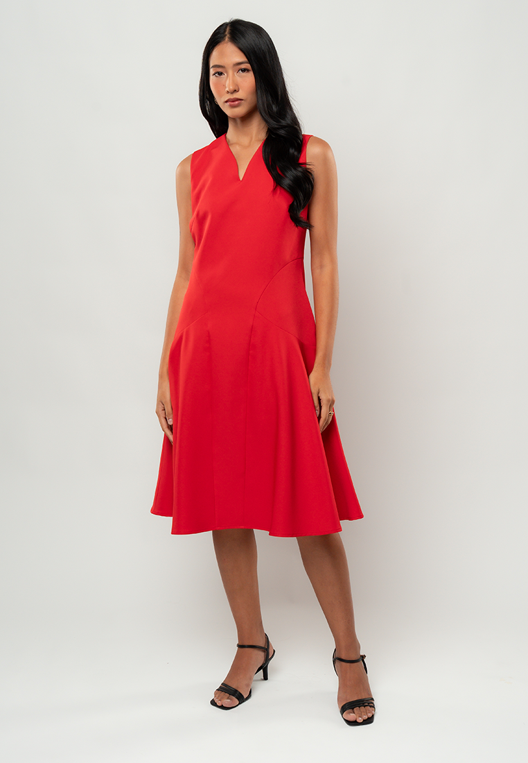Noa A-Line Dress with Notched V-Neck