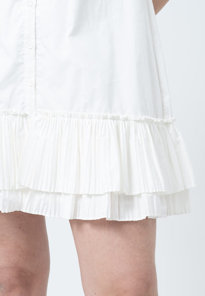 Tilda A-Line Dress with Puff Sleeves and Pleated Hem