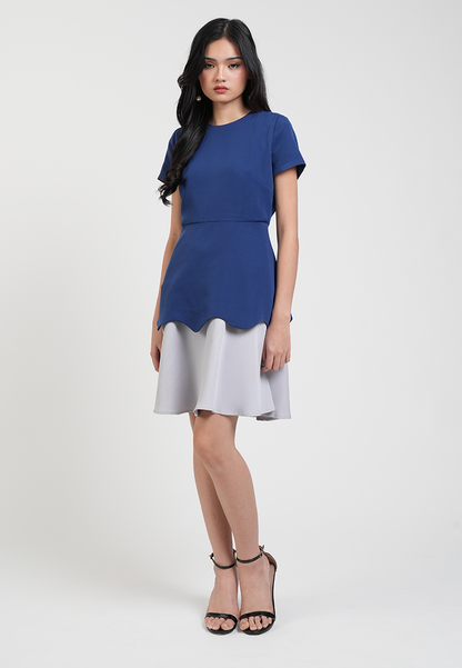 Celeste Round Neck Two-Tone A-line Dress