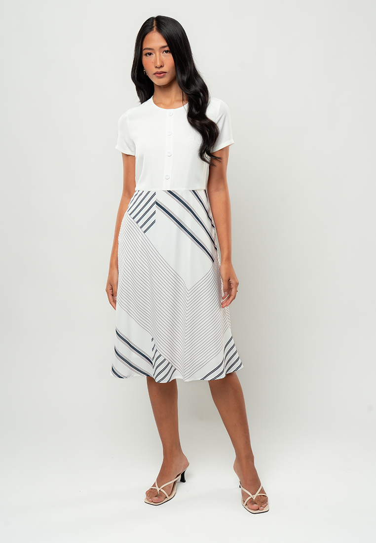 Czari Modern Elegance Button-Front A-Line Dress