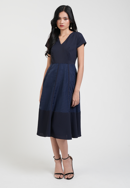 Portia V-neck Mesh Detail Dress