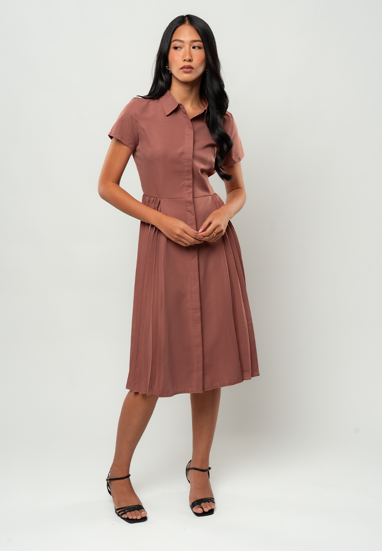 Maia Pleated Collared A-line Dress