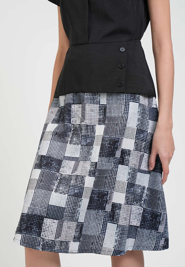 Mary Jane Geometric Print Collared A-Line Dress