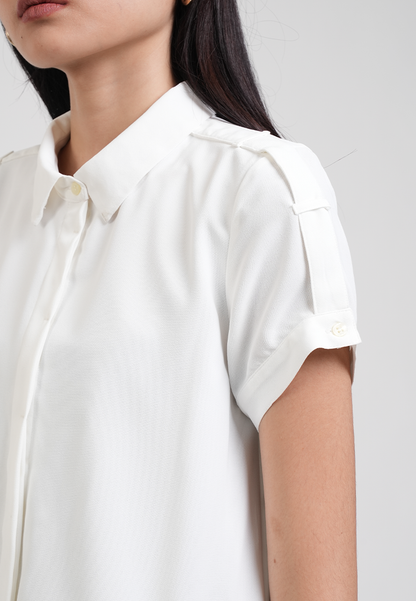 Clarisse Short Sleeve Button Down Shoulder Blouse