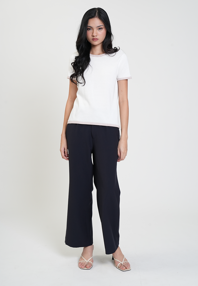 Valeena Stripe Trim Classic Knit