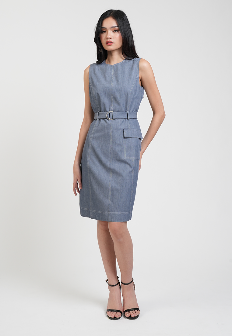 Callista Belted Sleeveless Dress